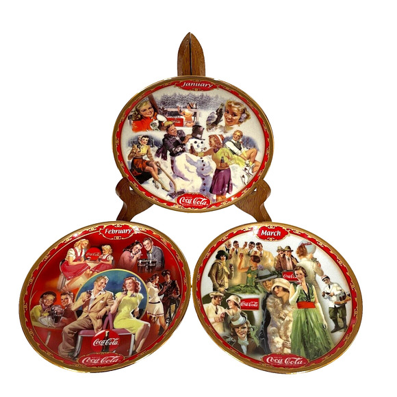 Coca-Cola Days Calendar Plate COKE January February March Bradford Exchange 1999 - Picture 1 of 14